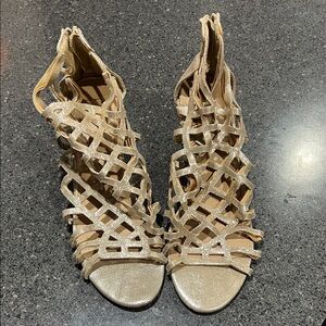 Material Girl Shimmering Gold Strappy Sandals